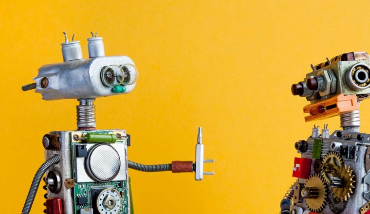Robots on a yellow backgroun