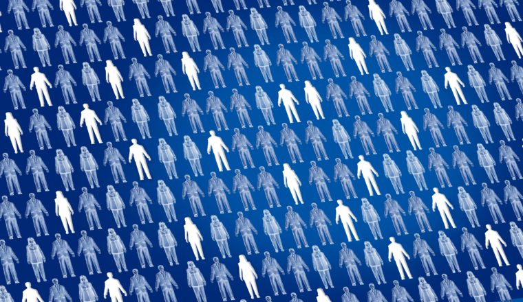 Computer generated image of people on background