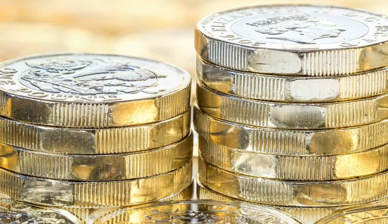 Picture of piles of pound coins