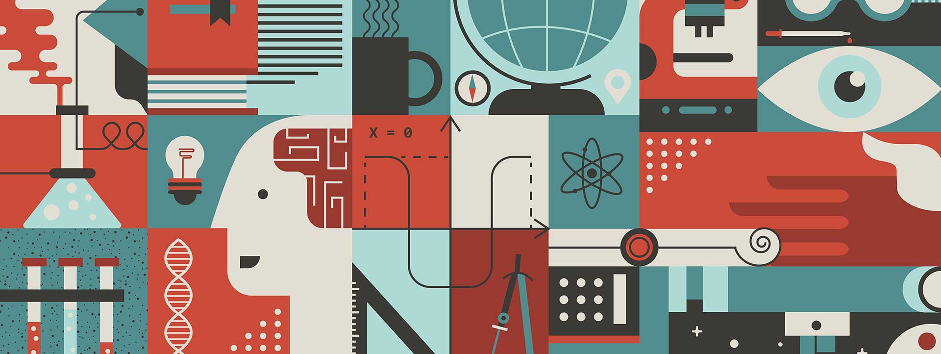 Graphic of images relating to science and r&d policy