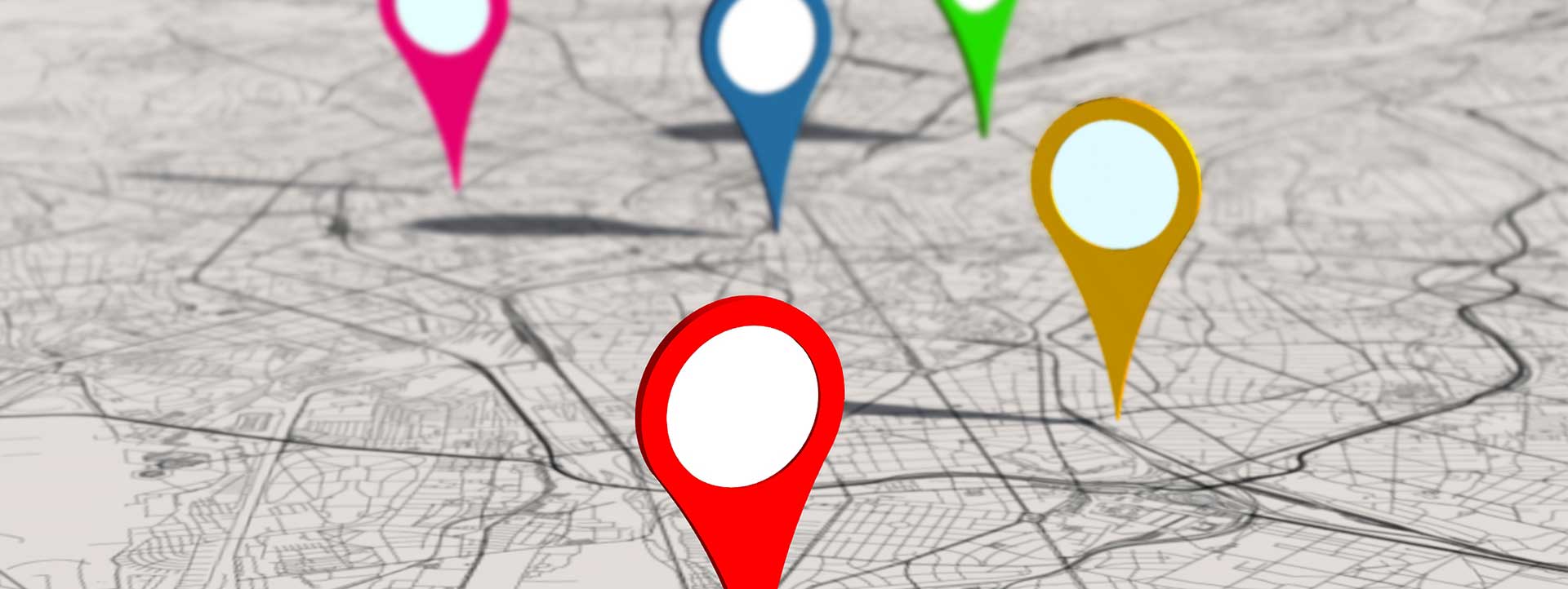 Pins on a map