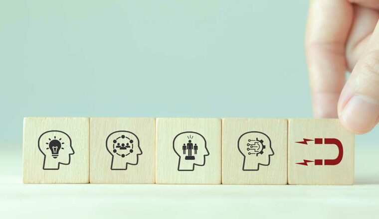 Blocks which feature innovation icons next to a block with a magnet